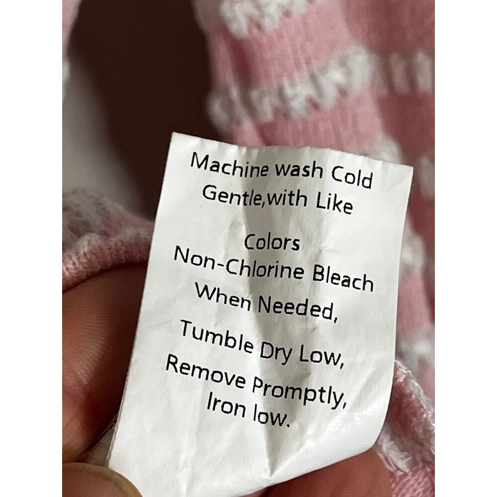 Colorful Knit Sweater Crop Top Pink S Striped Y2K Feminine Festival Concert 80s - Picture 6 of 7